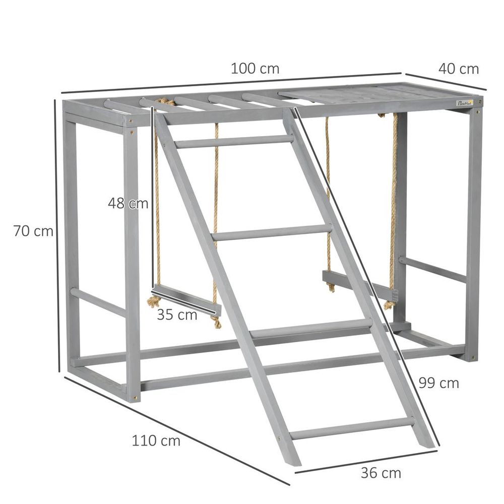 PawHut chicken activity play chicken coop with swing set for 3-4 birds, grey