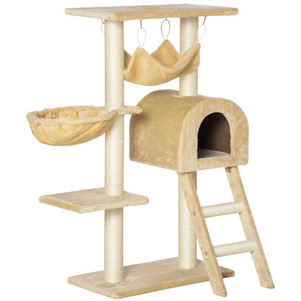 PawHut Cat tree for indoor cats scratching post with hammock house bed_basket