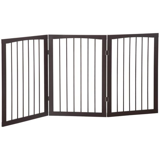 PawHut folding pet dog gate fence, child safety, indoor durable free standing, pine wood