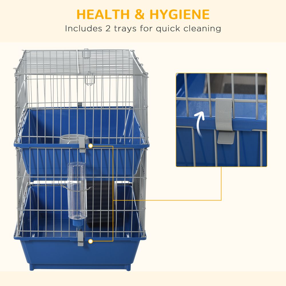2-Tier small animal cage for rabbit ferret chinchilla with accessories and ramp (PawHut)