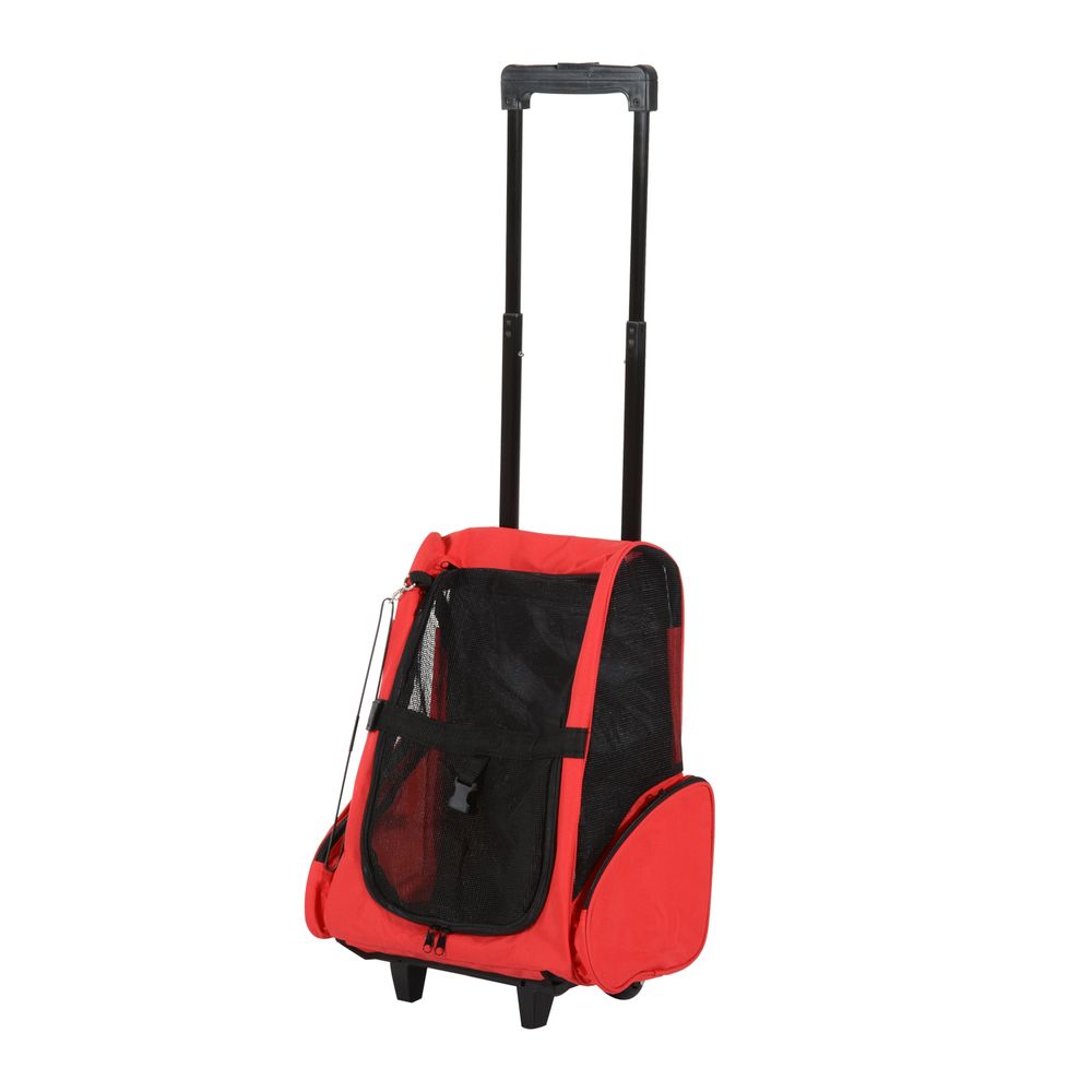 Pet 1-in-1 travel backpack trolley bag carrier for cat puppy dog with trolley and telescopic handle