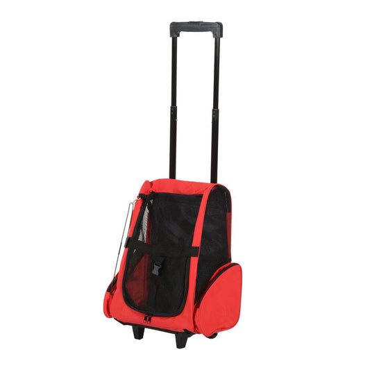 Pet 1-in-1 travel backpack trolley bag carrier for cat puppy dog with trolley and telescopic handle