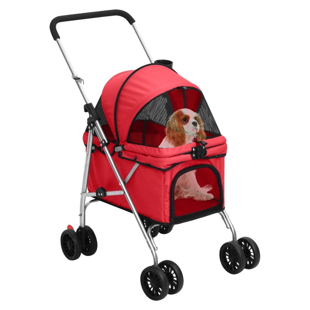 vidaXL Folding Dog Stroller Red 76x50x100 cm Oxford Fabric