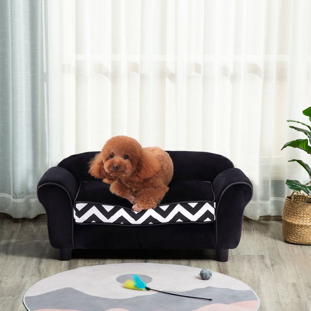 Dog Sofa cat couch sofa bed for extra small dogs with removable sponge cushion - Black XS