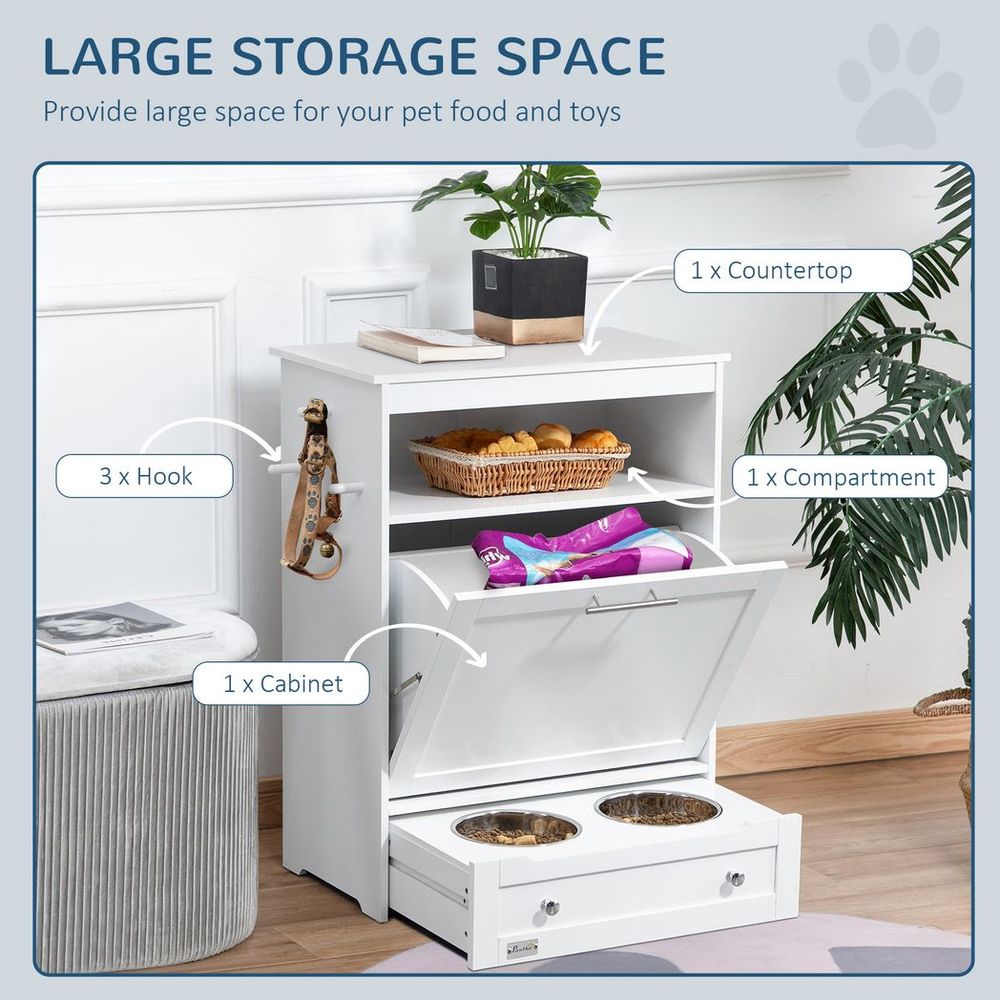 PawHut Pet dog, cat feeder station, food storage feeding food cabinet