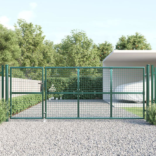 Garden steel gate 350x75 cm - green