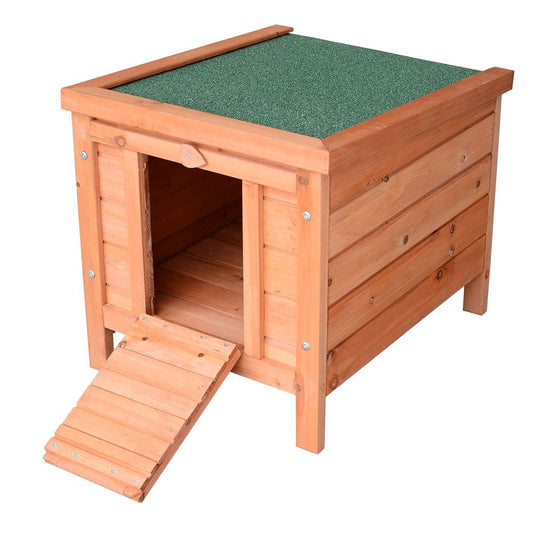 PawHut wooden rabbit hutch, bunny cage, guinea pig house, pet habitat for small animals