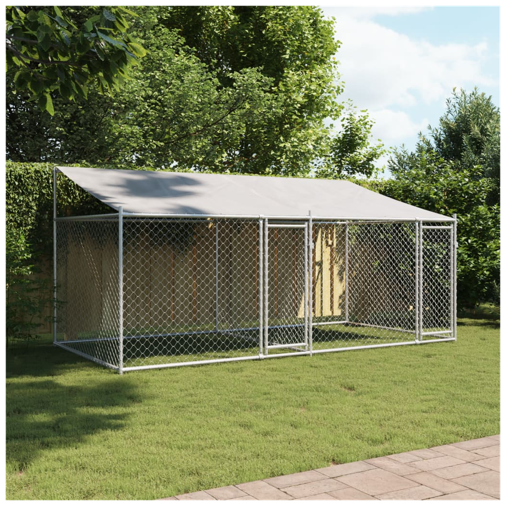 vidaXL dog cage with roof and doors - Grey 4x2x2 m galvanised steel