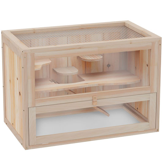 Wooden cage for hamster, mice, rodents, small animals hutch - 2 Levels 60x35x42cm