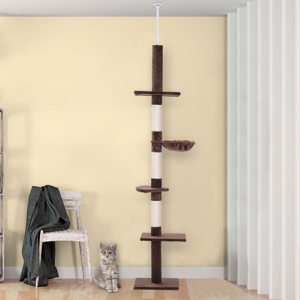 PawHut - Floor to ceiling cat tree for indoor cats 5-tier kitty tower - Brown