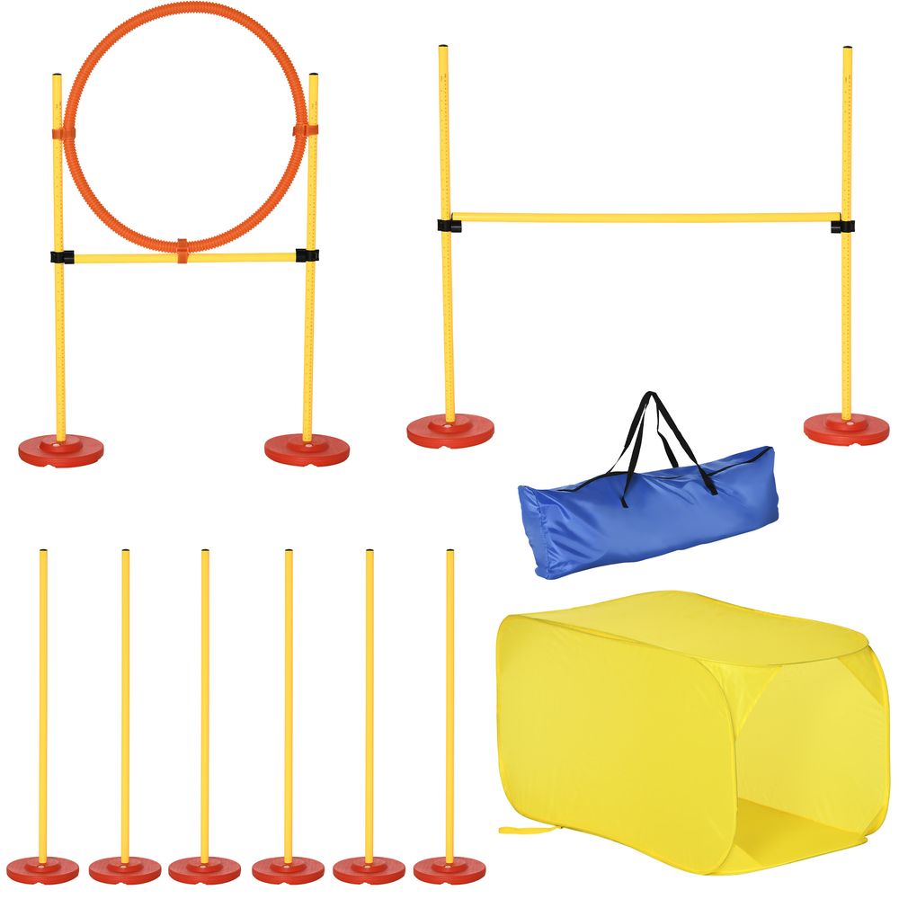 Four-piece dog pet agility training equipment starter course set, garden