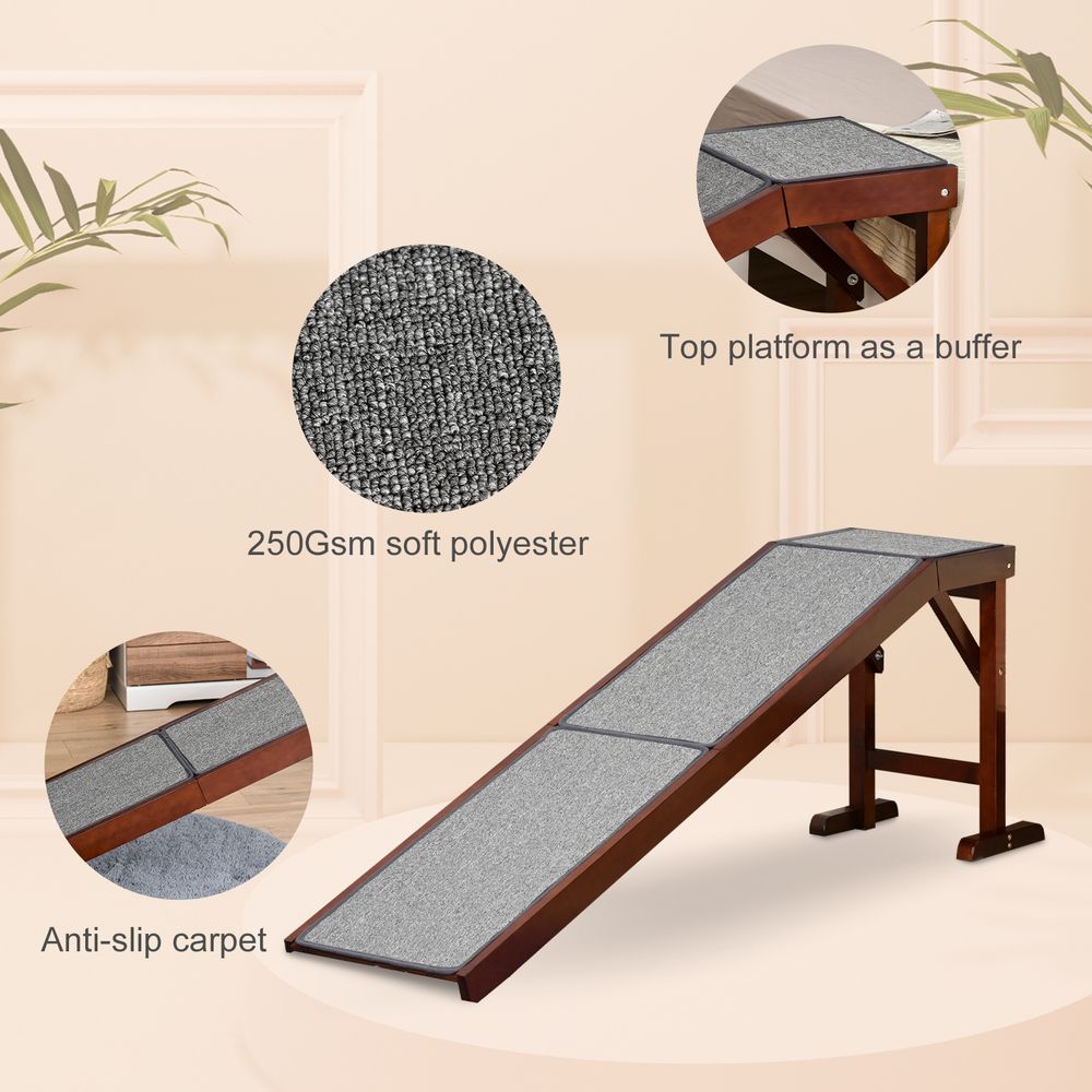 Pet ramp for dogs and cats with non-slip carpet for the bed or sofa