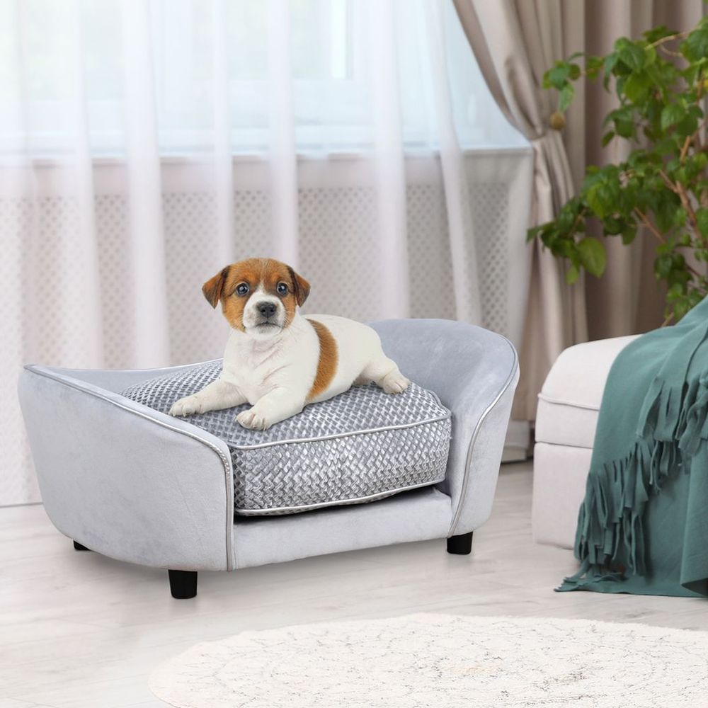 Dog Sofa pet couch bed kitten lounge soft padded with wooden frame for small or extra small dogs XS, S