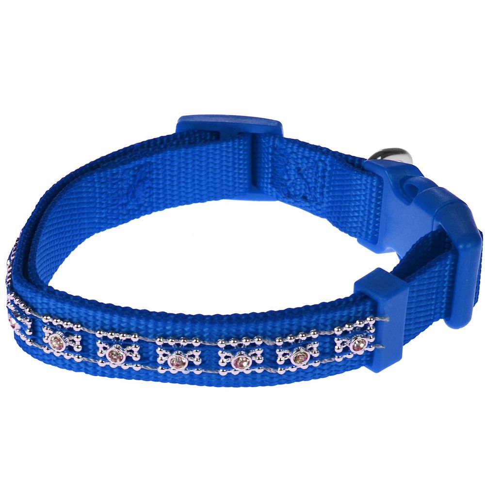 Decorative diamante dog collar 1.5x25.40cm - BLUE