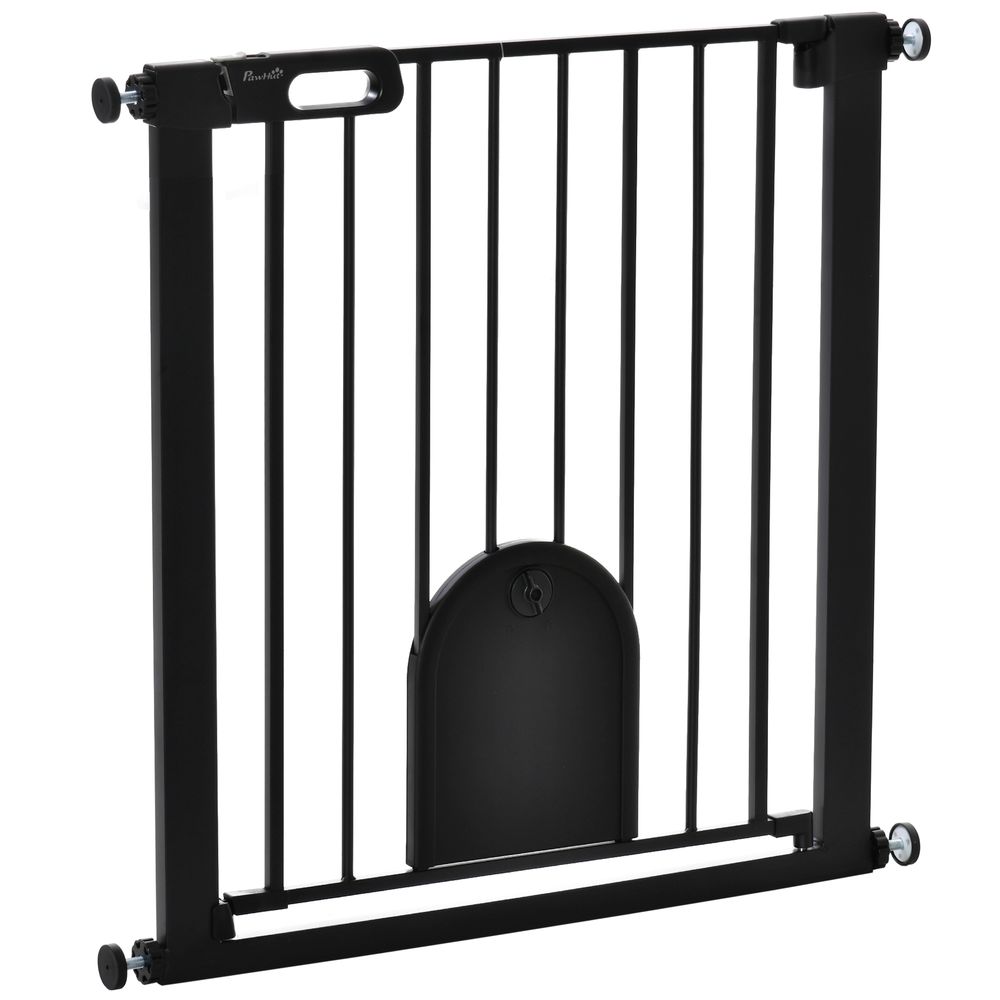 75-82 cm Pet safety gate, stair pressure fit, auto-close, double locking - Black