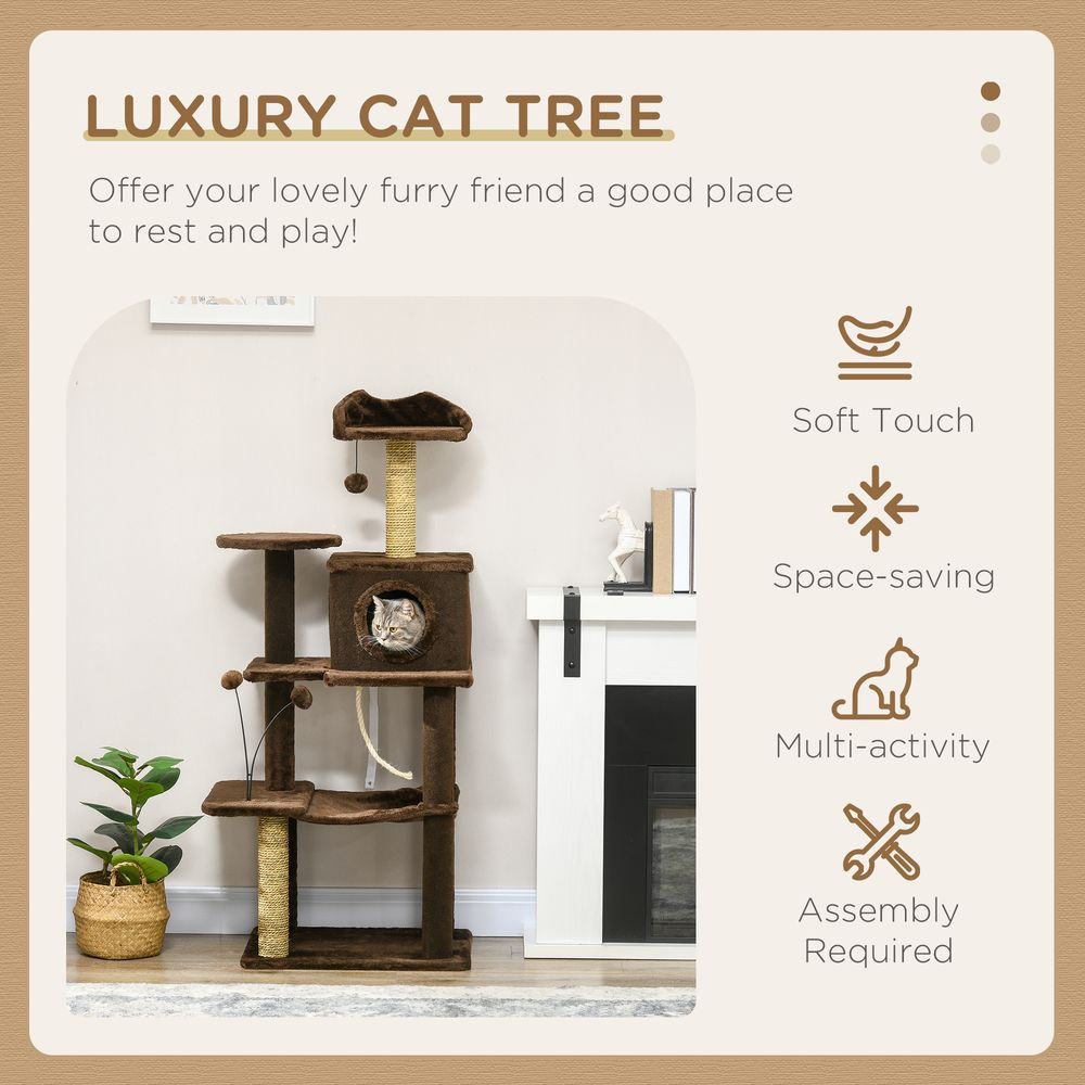 PawHut Cat tree for indoor cats, modern cat tower with scratching posts, house