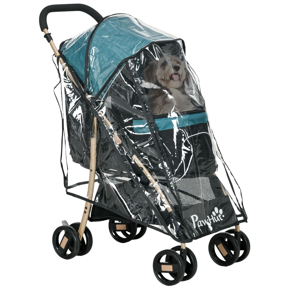 PawHut Pet stroller for extra small and small dogs with rain cover - Dark green