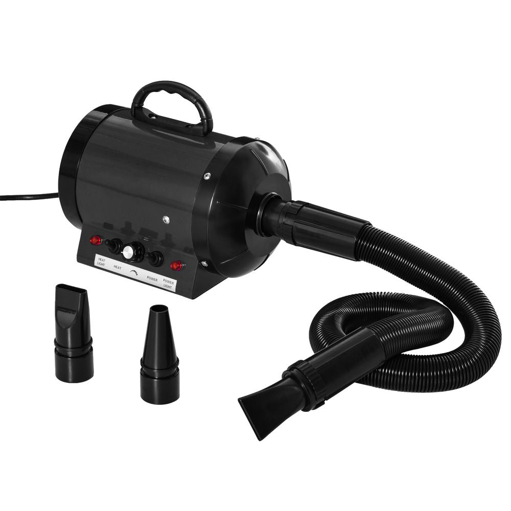 2800W Dog hair dryer pet grooming blaster blower dryer 3 nozzles, black - PawHut
