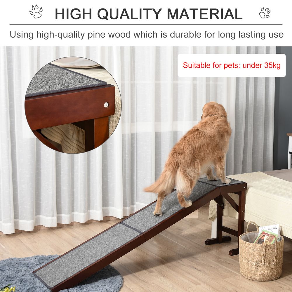 Pet ramp for dogs and cats with non-slip carpet for the bed or sofa