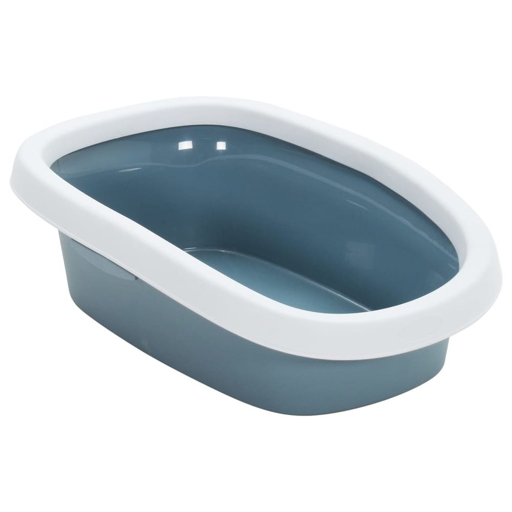 Cat litter tray - white and blue 58x39x17 cm PP