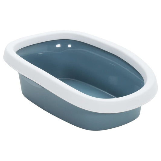 Cat litter tray - white and blue 58x39x17 cm PP