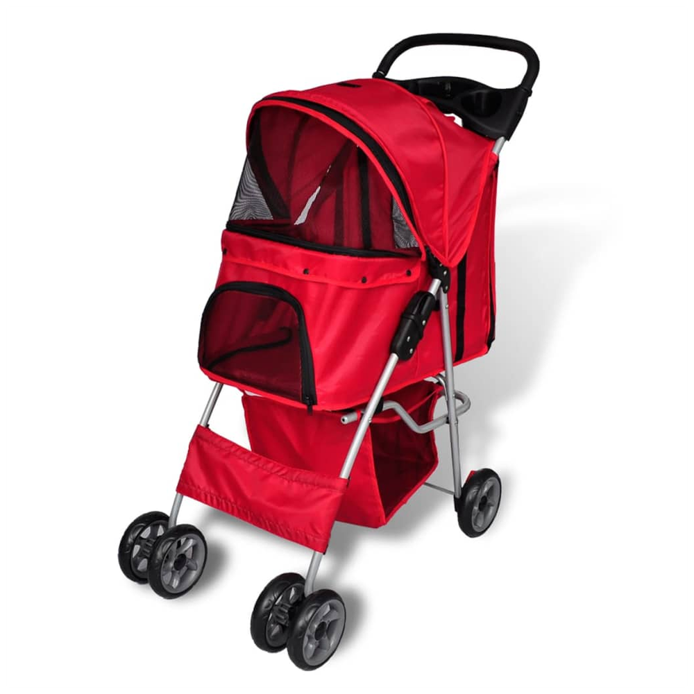 vidaXL Folding Pet Stroller Dog/Cat Travel Carrier Red