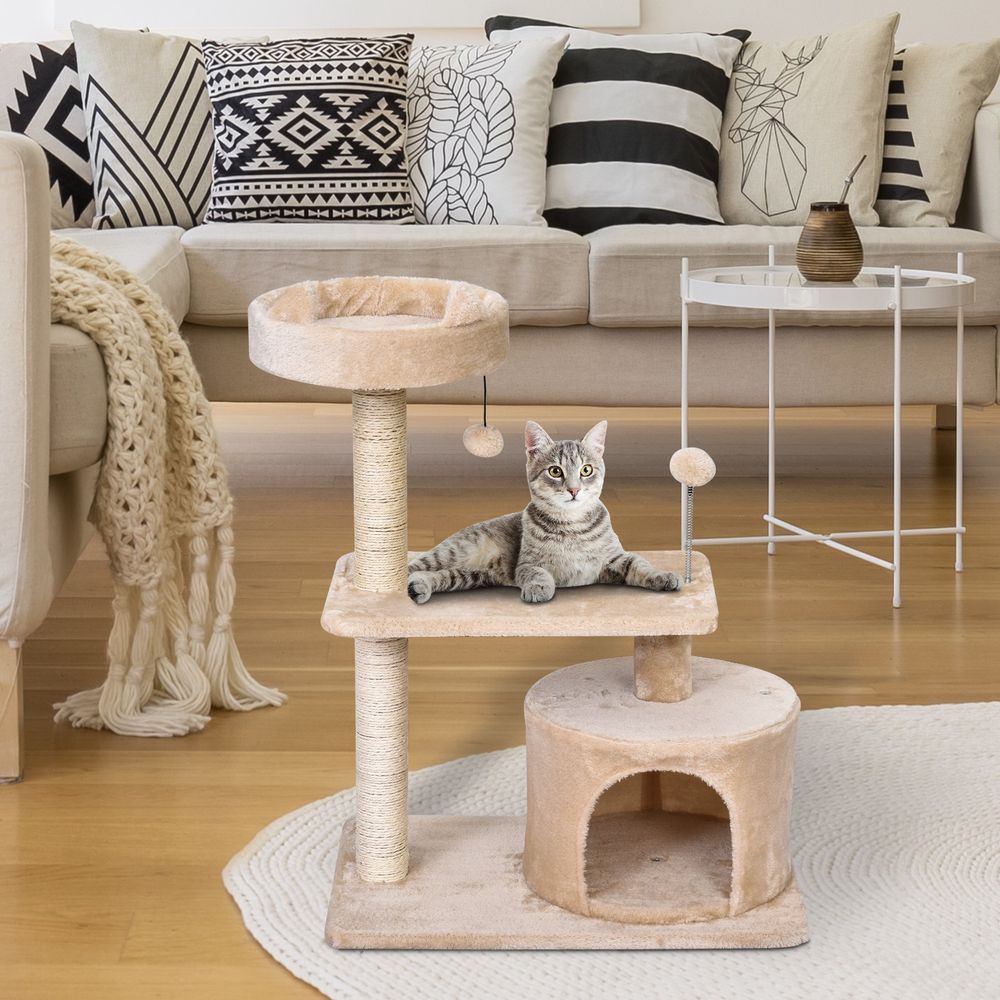 81cm Cat tree scratching post tower for kitten large cats activity centre house