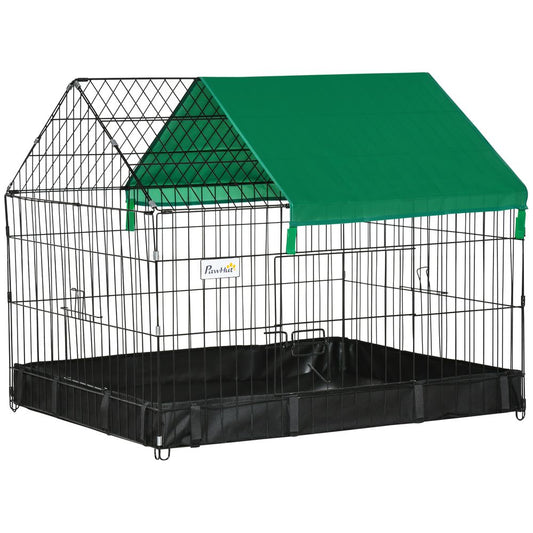 Playpen cage for small rabbit, guinea pig and other small animals, waterproof roof - Pawhut