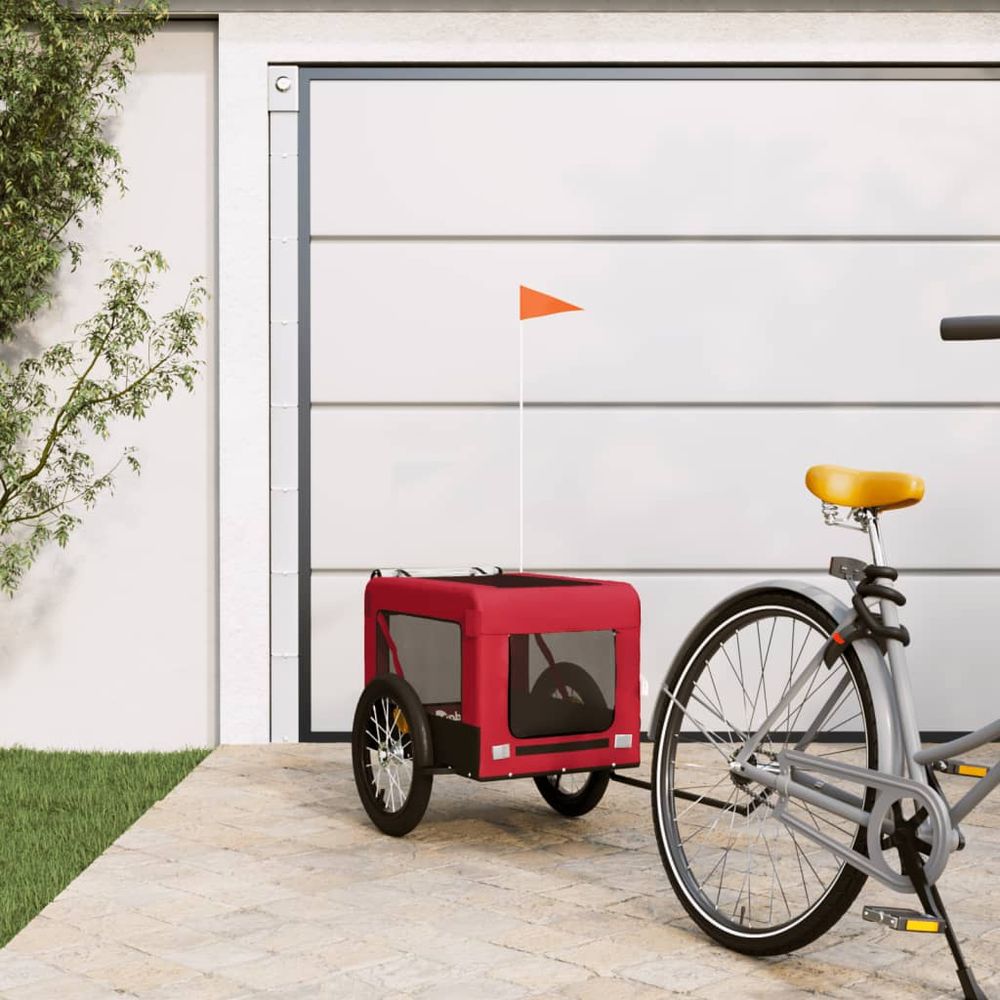 vidaXL Pet bike trailer orange and black Oxford fabric & iron