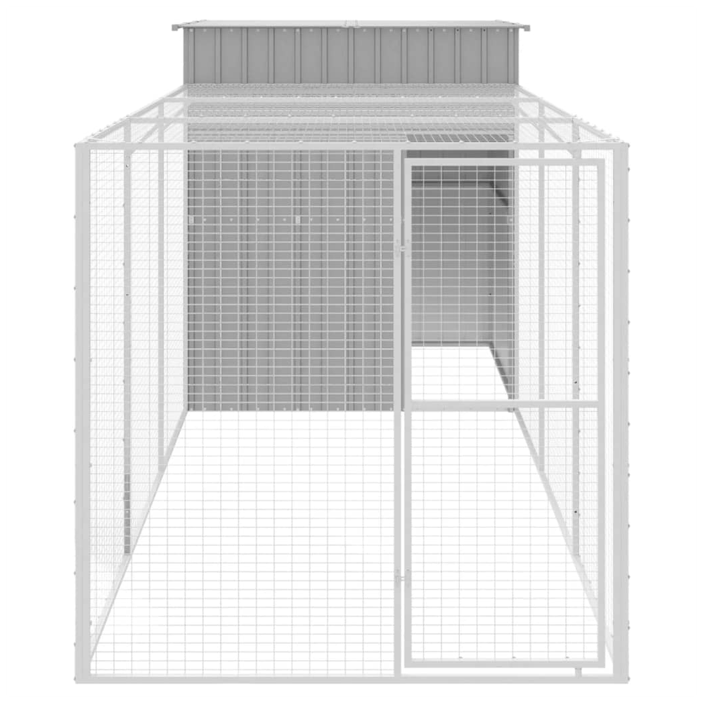 vidaXL Chicken cage with run - light grey 165x455x181 cm galvanised steel