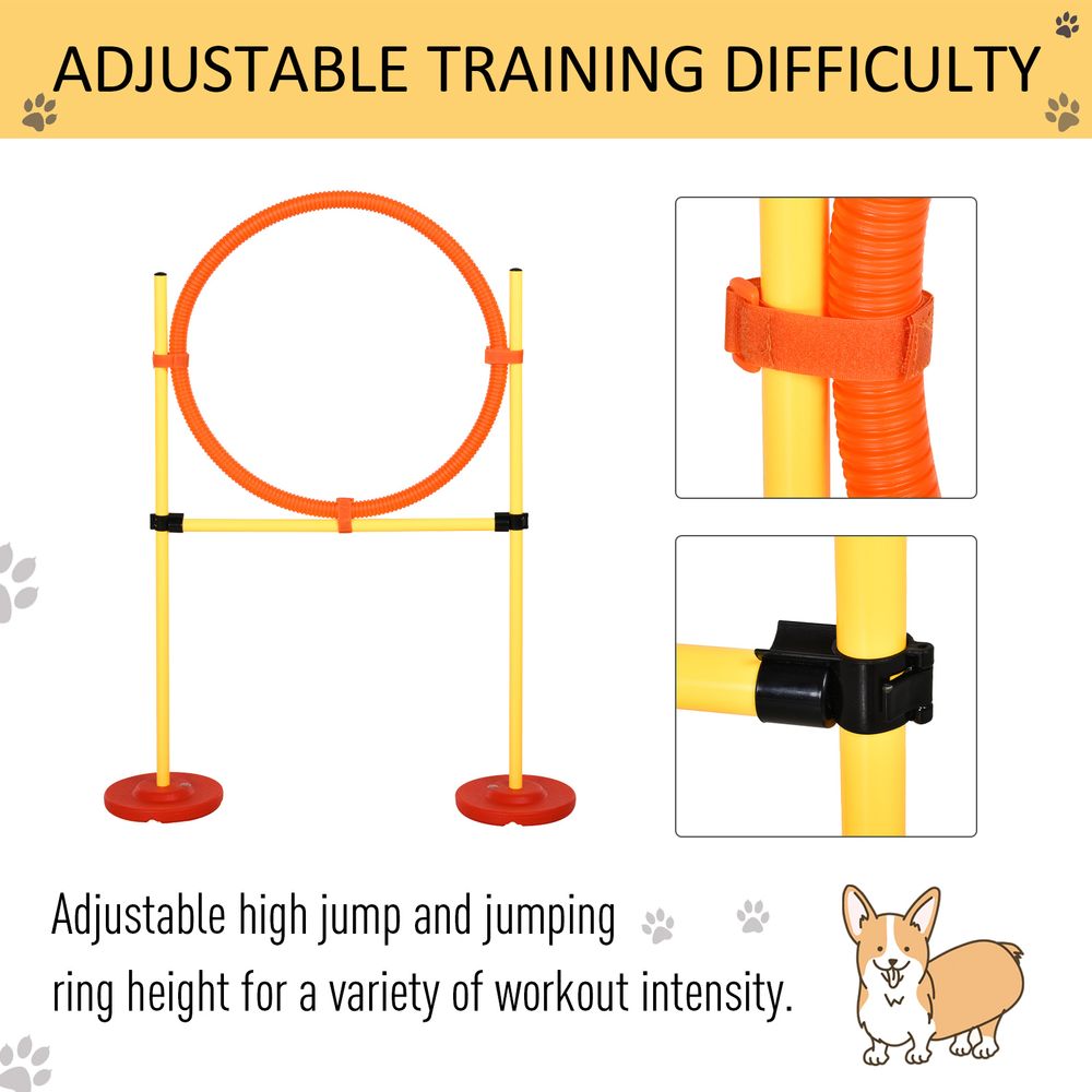 PawHut portable pet agility training obstacle set - jumping pole, ring, turnstile, poles