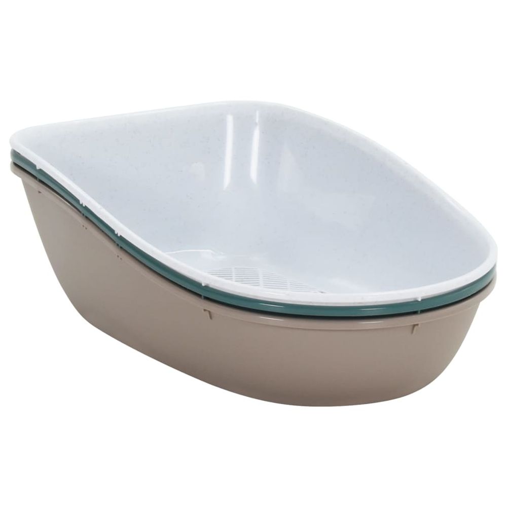 Cat litter tray with cover - white and brown 58.5x39.5x43 cm PP