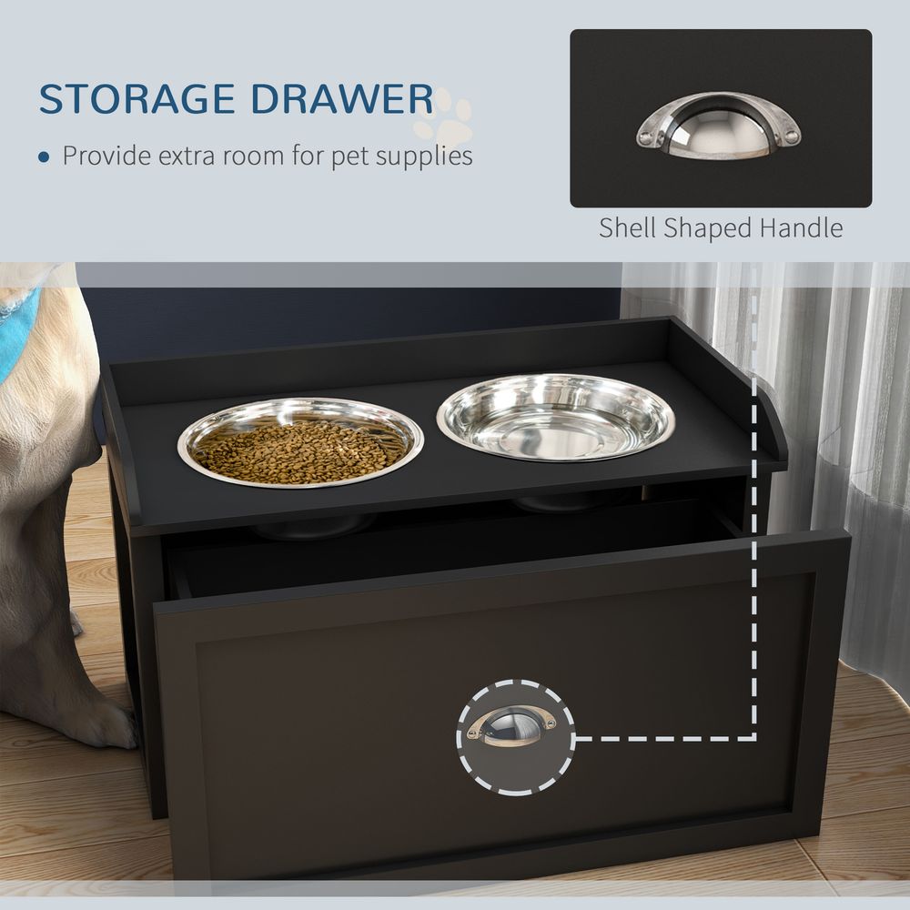 PawHut stainless steel raised dog bowls with 21 litre storage drawer - for large dogs