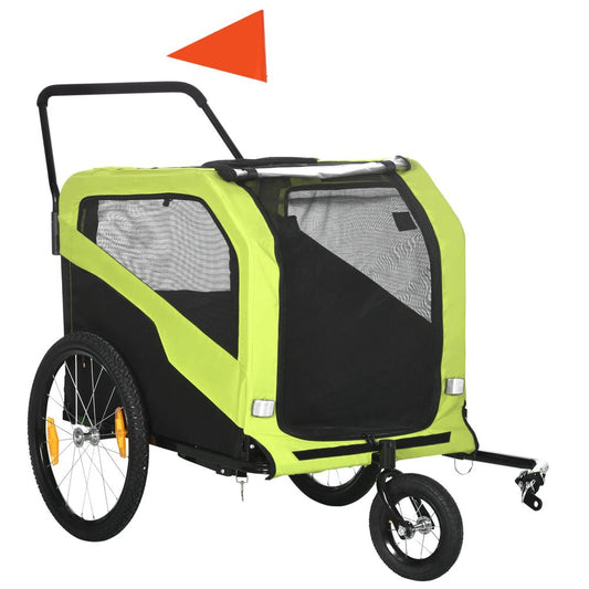 2 in 1 Dog bike trailer pet stroller for large dogs with hitch - Green