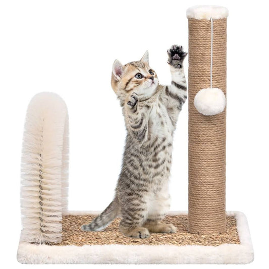 Cat tree with arch grooming brush and scratch post