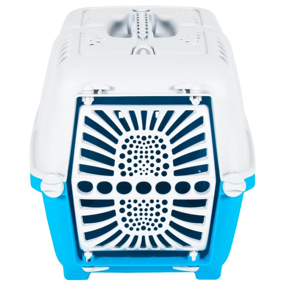 Pet carrier white and blue - 55x36x36cm polypropylene