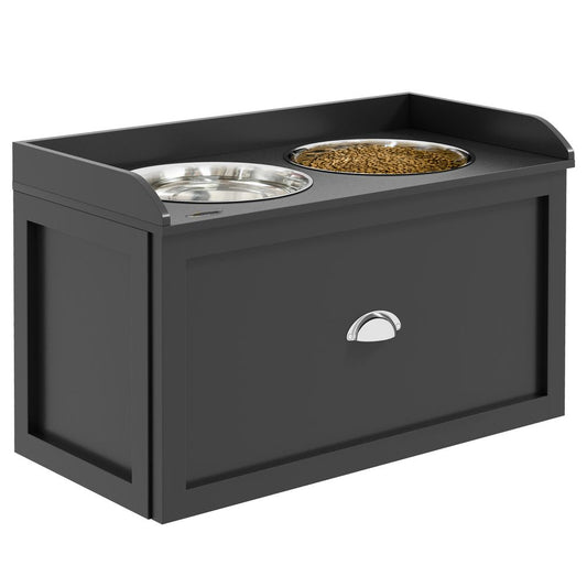PawHut stainless steel raised dog bowls with 21 litre storage drawer - for large dogs