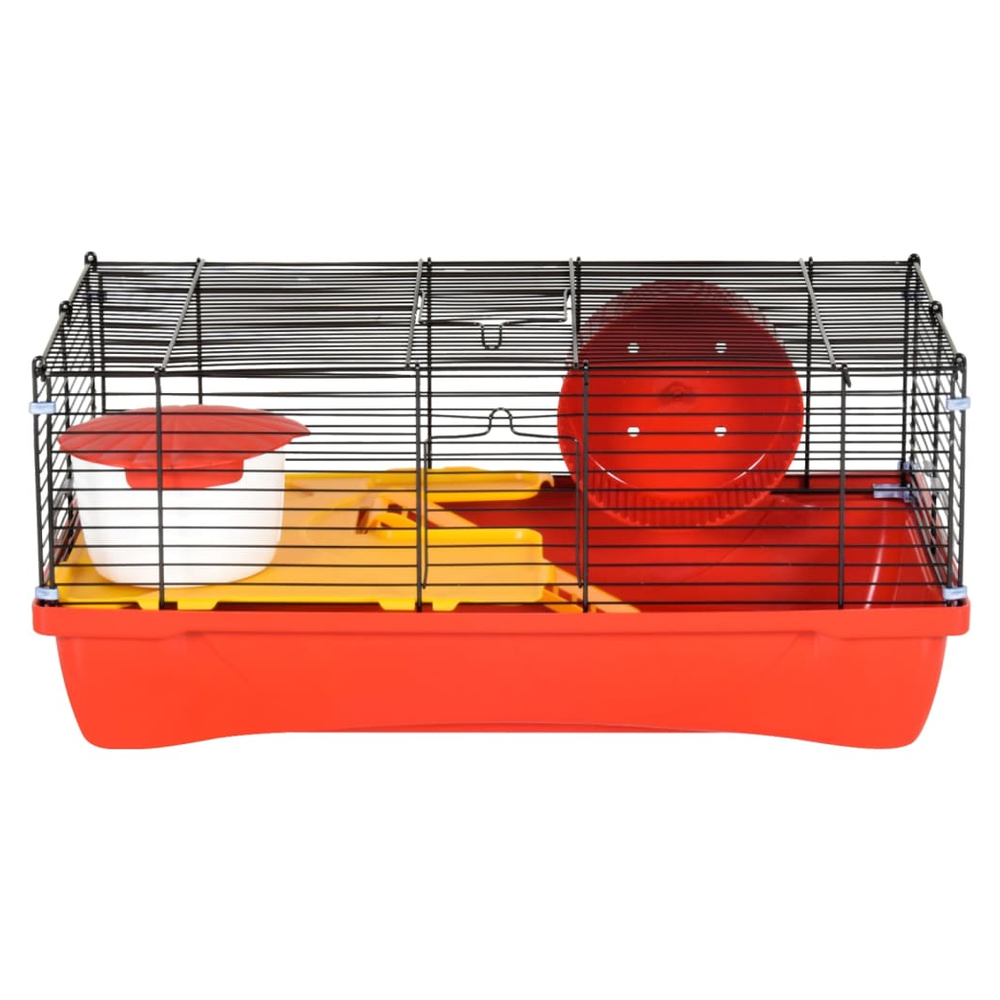 Hamster cage - red 58x32x36 cm polypropylene and metal