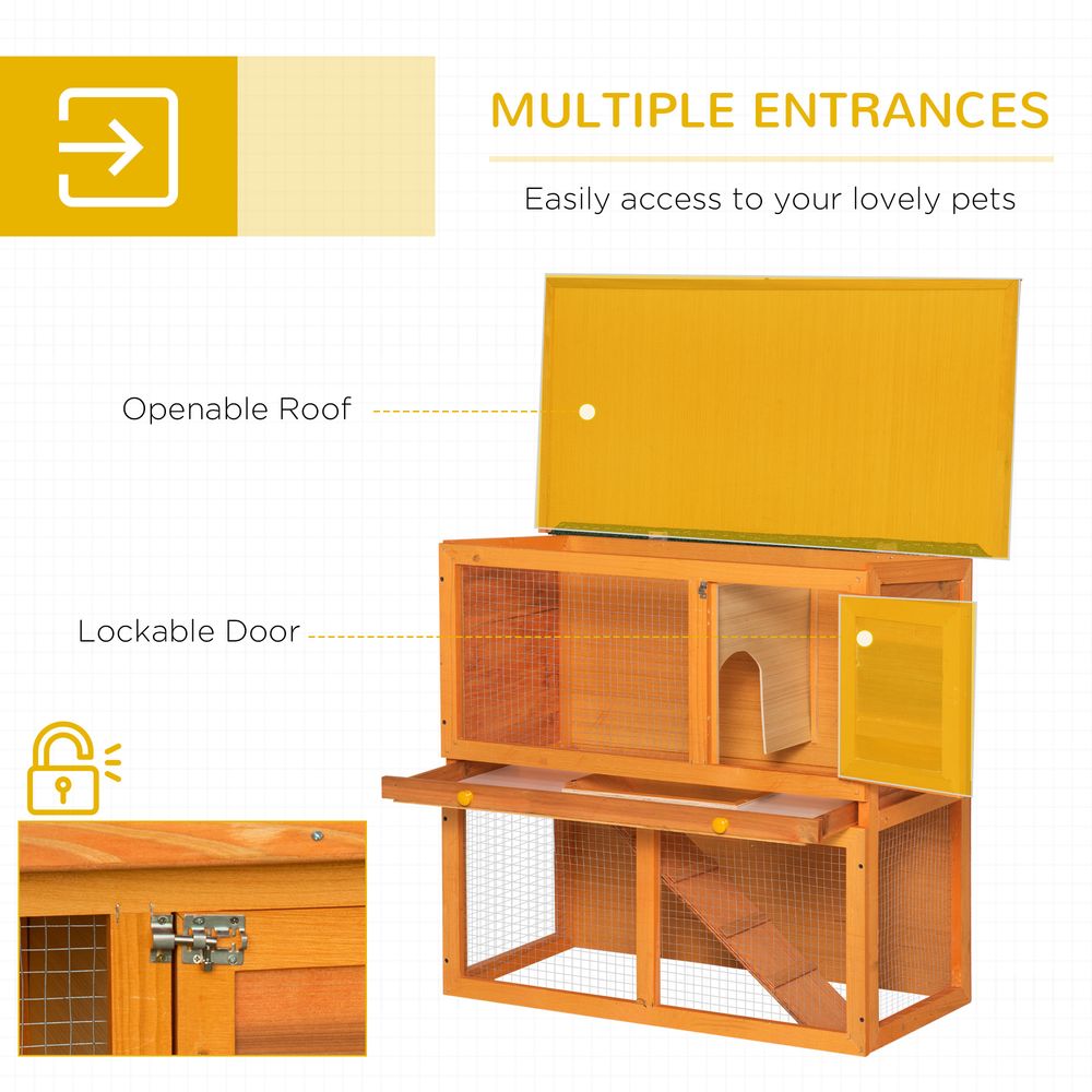 2-tier small wooden hutch for rabbit or small animal, bunnies house outdoor garden, backyard - 2 Sizes