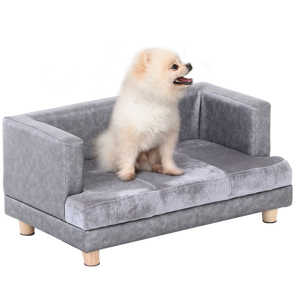 Dog Sofa bed couch for kitten puppy small dog couch lounge soft padded - Grey