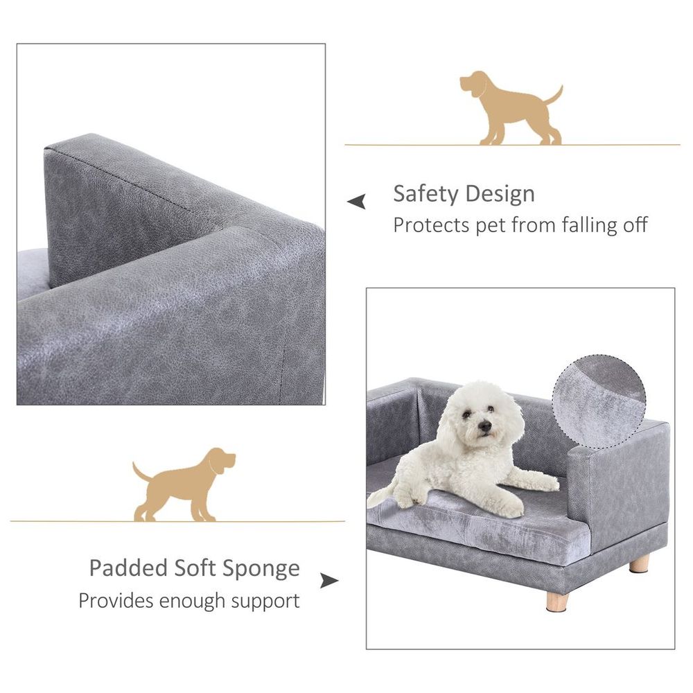 Dog Sofa bed couch for kitten puppy small dog couch lounge soft padded - Grey