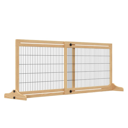 PawHut adjustable wooden pet dog gate, freestanding barrier for doorway