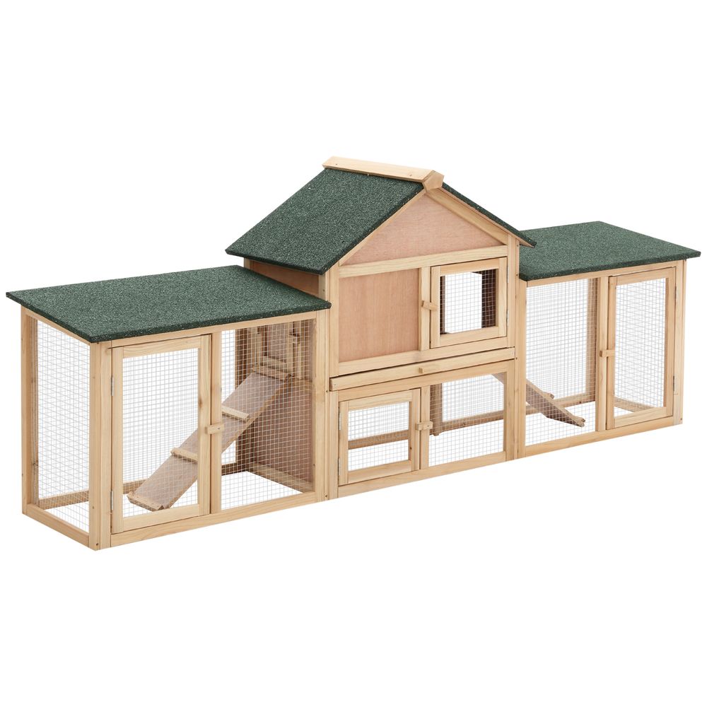 PawHut wooden rabbit hutch cage house, suitable for guinea pigs House with slide-out tray and outdoor run