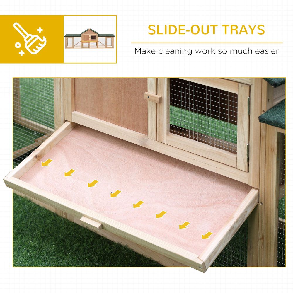 PawHut wooden rabbit hutch cage house, suitable for guinea pigs House with slide-out tray and outdoor run
