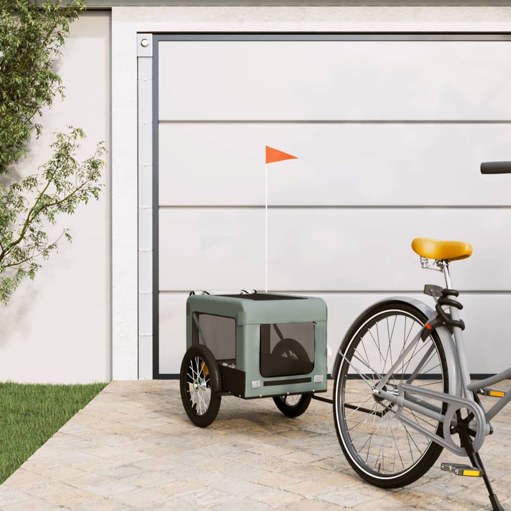 vidaXL Pet bike trailer orange and black Oxford fabric & iron