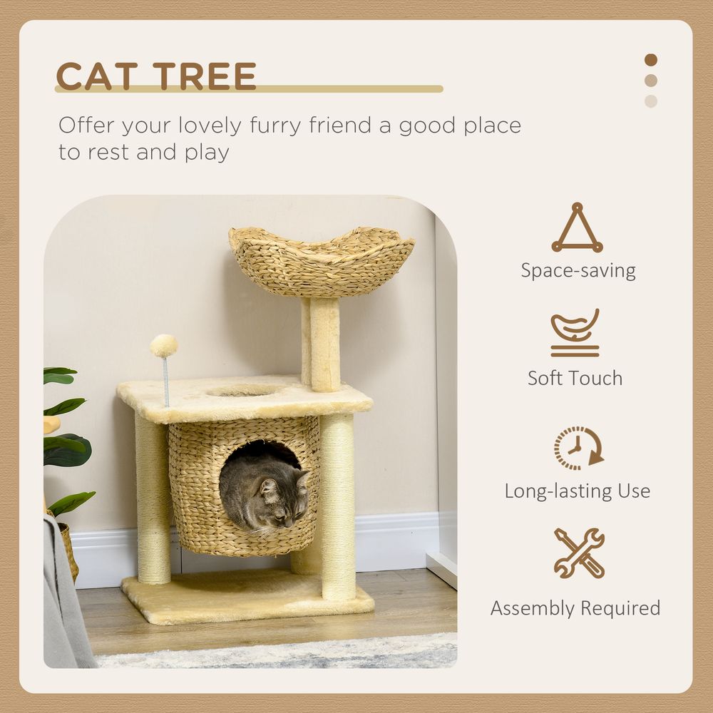 PawHut Cat tree with scratching posts, house, bed, washable cushions