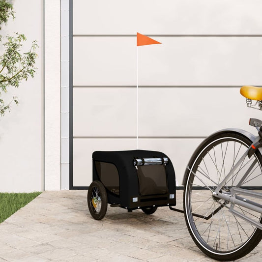 vida XL pet bike trailer - black oxford fabric and iron