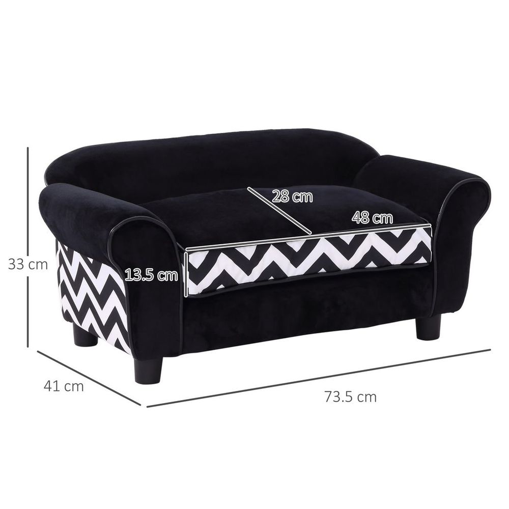 Dog Sofa cat couch sofa bed for extra small dogs with removable sponge cushion - Black XS