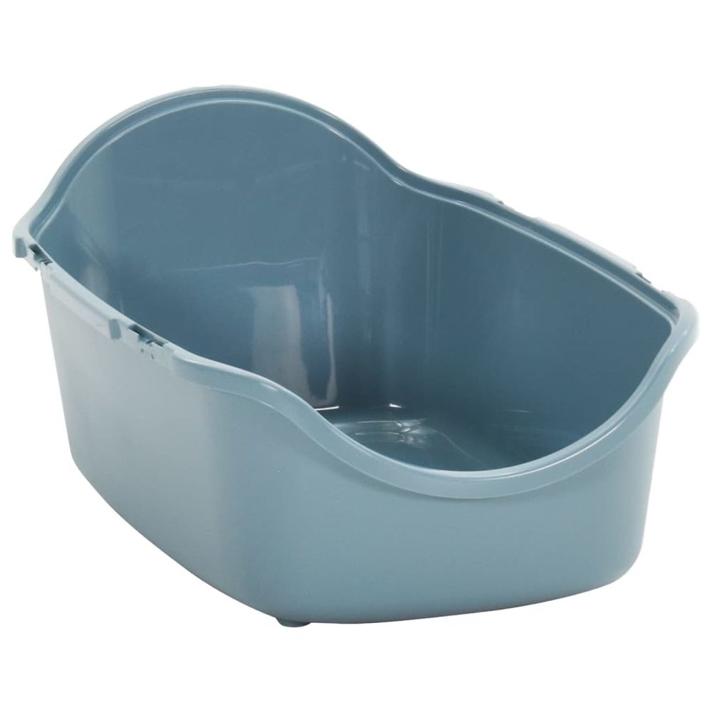 Cat litter tray with cover white and blue