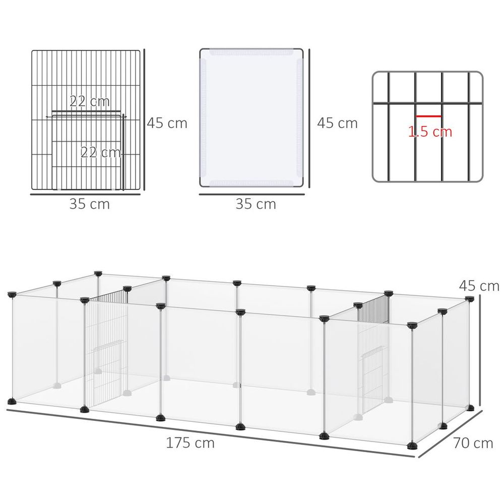 Pet playpen, 18 panel DIY small animal cage for guinea pigs hedgehogs (PawHut)